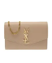 Saint Laurent Uptown Chain Wallet One size dark beige