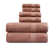 6PCS 100% Combed Cotton Towel Set Bath Towel Hand Towel & Face Washer Sets Dusty Pink