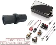 EMG H BLACK CHROME HUMBUCKER SIZED PICKUP w/ SINGLE COIL SOUND ( HEX TOOL )
