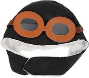 [TINEASUR] Fleece Hat Cozy Headwear Unisex Boys and Girls Hat Fashionable Pilot Theme Compact Design Black