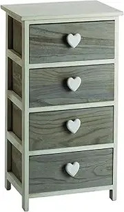 King Home Chest of Drawers with Heart, Grey/White