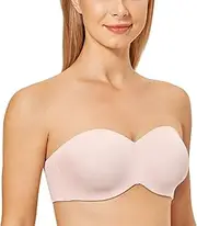 [DELIMIRA] Women's Non-Padded Underwire Minimizer Support Strapless Bra Rose Smoked 36B