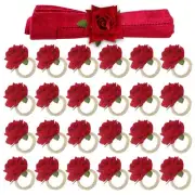 Set of 24 Valentine's Rose Napkin Rings Red Rose Napkin Rings Red Handicraft ...