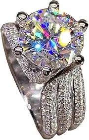 [Htayekog] Moissanite Engagement Ring for Women, Classic Promise Ring Six Claw Ring Solitaire Moissanite Promise Ring for Women, 925 Sterling Silver D Color VVS1 Wedding Band, Moissanite Ring 5 Carat