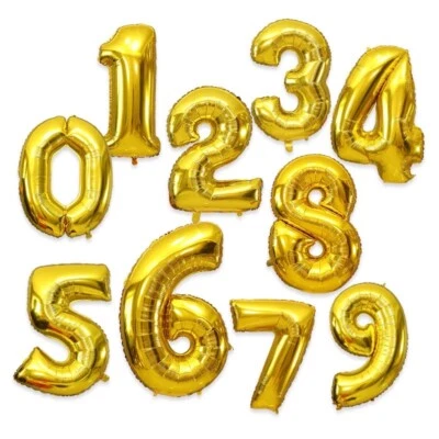 Gold Number #5 Balloons, Birthday Party Decorations Foil Helium,
