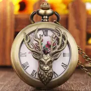 Vintage Style Pocket Watch with Elk/Scorpion Pattern Quartz Movement Necklace