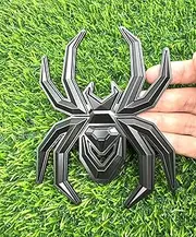 1pc Big 5.5inch Spider Emblems 3D Fender Rear Door Badges Custom Sticker Nameplate Replacement for Universal Car Body Motorcycle SUV Widow Door Edition Decoration (All Black)