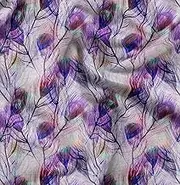 Soimoi Purple Rayon Fabric Peacock Feather Print Fabric by Yard 56 Inch Wide