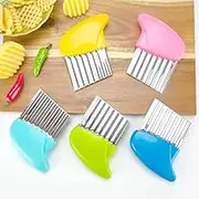 4Pcs Crinkle Cutter 7.5cm French Fry Slicer Potato Cutter Fruit Vegetable Wavy Chopper Knife Stainless Steel French Fries Chips Knives