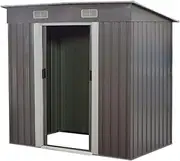 Wallaroo 4ft x 8ft Garden Sheds Tool Storage Outdoor Workshop Shelter Flat Roof - Grey