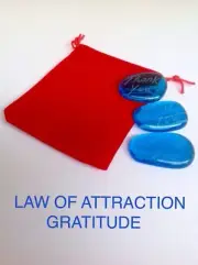 Law of Attraction Powerful Gratitude Rocks 3/qty-Tuscany Aztec Pebble (Blue)