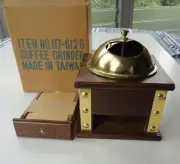 Vtg Mint Box Wood Brass Manual Hand Crank Gailstyn Coffee Grinder Taiwan 87-6126