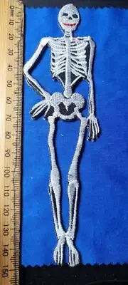 Cloth Badge Biker Iron On/Sew On Patch SKELETON