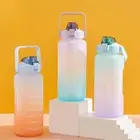 2L Water Bottle Motivational Drink Flask With Time Markings BPA Free Sports AUS