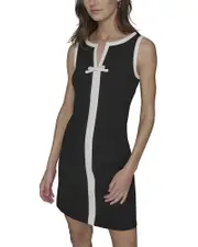 Karl Lagerfeld Paris Split V Neck Sleeveless Dress