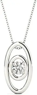 [Generic] Customize Jewel GIA/IGI 1.00 Carat Round Cut Natural Earth Mined Diamond Solitaire Double Oval Framed Pendant In 14k White Yellow Rose Gold For Women, H-SI, Medium, Gemstone, natural diamond