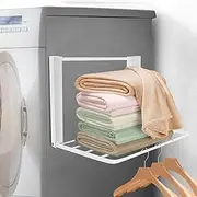 Cyiecweu Washing Machine Magnetic Shelf, Clothes Airer, Extendable, Washing Machine Attachment for Dryer, Washing Machine Organiser for Towels, Hangers, Dirty Laundry, White, 40.5 x 25 cm