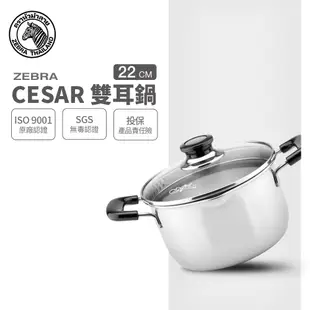 【ZEBRA斑馬牌】304不鏽鋼 22cm Cesar 雙耳鍋 4.5L (湯鍋)