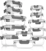 12 Pack Glass Food Storage Containers with Lids, Glass Meal Prep Containers Food Container for Home Kitchen Storage & Organisation Baby Food Storage Safe for Microwave Freezer Dishwasher