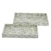 S/2 Aria Blue Inlay Decor / Serving Trays Bone Inlay