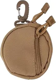 [Denominate] Pouch & Keychain Multifunctional Holder Men Sports Wallet Change Purse Portable Mini Card Pocket Small Zip Pouch (Khaki)
