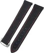 [GUMMMY] 20mm Canvas Leather Bottom Watchband for Omega Seamaster 300 Speedmaster AT150 Planet Ocean Nylon Watch Strap