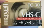 Maxell VHS-C TC-30 Premium High Grade HGX-Gold Camcorder Video Cassette NEW