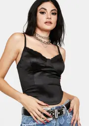 Night That's My Cue Satin Crop Top