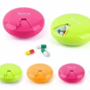 Round Flat Pill Box Smile container Travel Medicine Case Organizer NEW USA