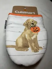 CUISINART MINI OVEN MITTS (2) 100% COTTON NEOPRENE GOLDEN LAB JACK O LANTERN NWT