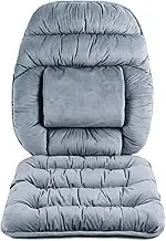 Large Size Office Desk Chair Recliner Orthopedic Low Back Pain Relief Lumbar Pillow Nonslip Velvet Recliner Backrest Supports and Butt Sitting Cushion Set with Adjustable Straps for Egg,Rocking Chair