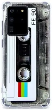 Case for Galaxy S20 Ultra,with Reinforced Corners TPU Soft Bumper Retro Cassette