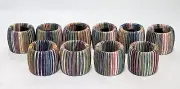 10 Vintage PARK B. SMITH Yarn String Wrapped Napkin Rings Multi-Color NEW