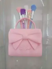 Pretty in Pink Bow Handbag Brush Holder - Glamorous Vanity Organizer