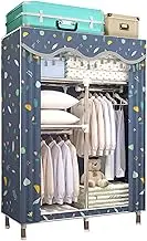 Wardrobe Portable Canvas Wardrobe for Bedroom, Wardrobe Shelves with Hanging Rail, Shelves, Fabric Cover, Clothes Closet Storage Organizer,Blue-90x46x170cm