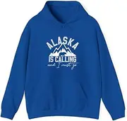 [X.Style] Alaska is Calling and I Must Go Traveler ds006 Hoodie Royal L
