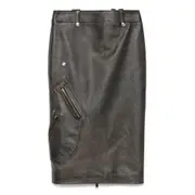 [Alexander Mcqueen] Alexander Mcqueen Leather Pencil Skirt 40 IT BROWN/BLACK
