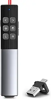 USB C Mouse Presenter, Presenter with 2 in 1 USB and Type-C, Wireless PowerPoint Remote Control, 2.4G Presentation Clicker with Hyperlink/Volume Control/Full Screen/Black Image for Windows/Linux