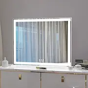 ANYHI Vanity Mirror with Lights, 72cm Big Hollywood Mirror, Makeup Mirror with LED Lights, Tabletop Vanity Mirror with 1x/10x Double Sided Magnifying Mirror, 3 Light Modes, Smart Touch Control, White