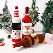3sets Christmas Wine Bottle Cover Santa Claus Snowman Knitted Wine Bottle Cover