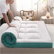 Extra Thick Natural Soybean Fibre Overfilled Mattress Topper King Size Down Feather Pillow Top Mattress Pad Breathable Foldable Bed Futon Mattress Groen 150 * 200cm