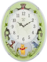 在飛比找樂天市場購物網優惠-日本公司貨RHYTHM 小熊維尼 時鐘 掛鐘 音樂鐘 擺鐘 
