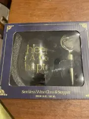 Stemless Wine Glass And Stopper New Words On Front Cheers In A Goid Chapter