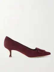 [Manolo Blahnik] Manolo Blahnik - Maysale 50 Buckled Suede Pumps - Burgundy - IT40 IT 40 Burgundy