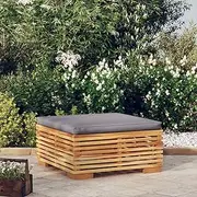 CHARMMA Garden Footrest with Dark Grey Cushion Solid Wood Teak,Outdoor Sectional Sofa Units 11.74KG-319161