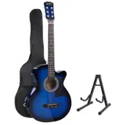 ALPHA 38 Inch Wooden Classical Acoustic Guitar Full Size with Stand CAPO, Blue