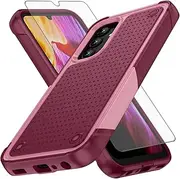 [Asuwish] Phone Case for Samsung Galaxy A25 5G/A24 4G/M34 /F34 with Tempered Glass Screen Protector Cover and Rugged Cell Accessories Protective Dual Layer Mobile A 25 25A 24A LTE Women Men Rose+Red
