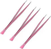 SHINEOFI 3pcs Pink Multifunctional Nail Art Tweezers Rods Dual Head Tools for Nail Design Rhinestones Gems Beads for Home Professional Use