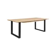 Aconite Dining Table 210cm Solid Messmate Timber Wood Black Metal Leg - Natural