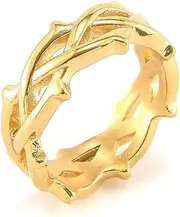 ROILIN Simple Fishnet Woven Ring, Fashionable and Personalised Vintage Ring,Gold,11
